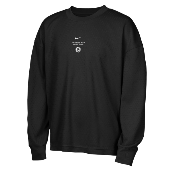 Детская футболка с длинным рукавом Brooklyn Nets Nike Black 2026 Standard Issue Pre-Game Performance