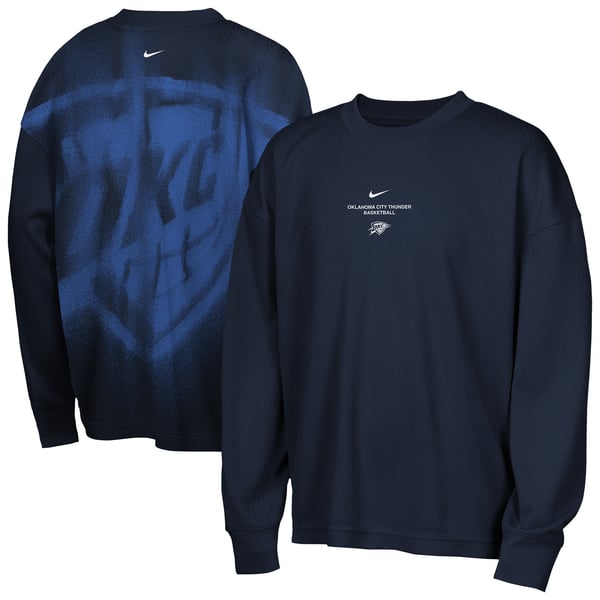 Детская футболка с длинным рукавом Oklahoma City Thunder Nike 2026 Standard Issue Pre-Game Performance - Navy