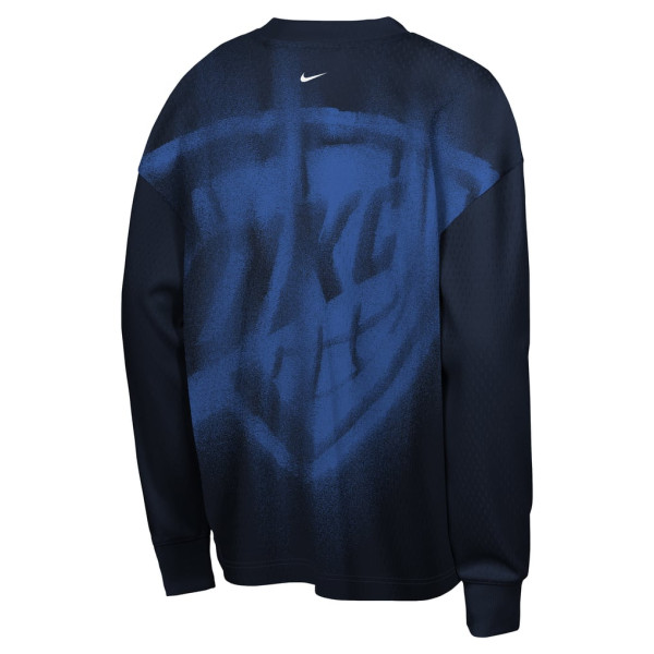 Детская футболка с длинным рукавом Oklahoma City Thunder Nike 2026 Standard Issue Pre-Game Performance - Navy
