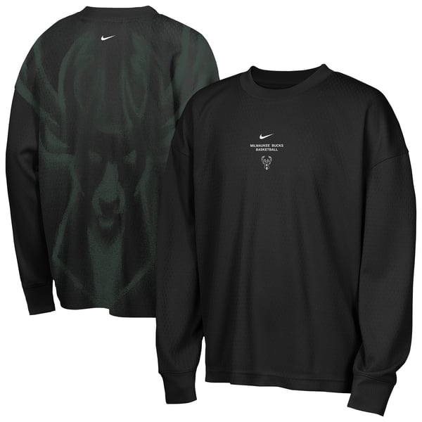 Детская футболка с длинным рукавом Milwaukee Bucks Nike 2026 Standard Issue Pre-Game Performance - Black