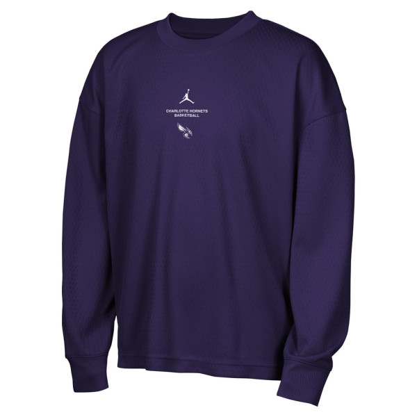 Детская футболка с длинным рукавом Charlotte Hornets Jordan Brand 2026 Standard Issue Pre-Game Performance - Purple