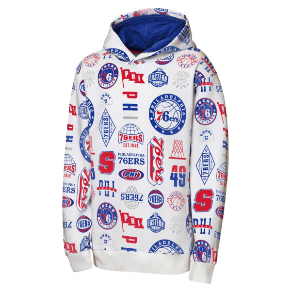 Детская толстовка Philadelphia 76ers Outerstuff White 3-and-D Allover