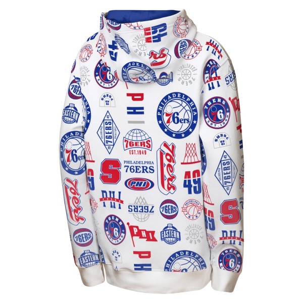 Детская толстовка Philadelphia 76ers Outerstuff White 3-and-D Allover