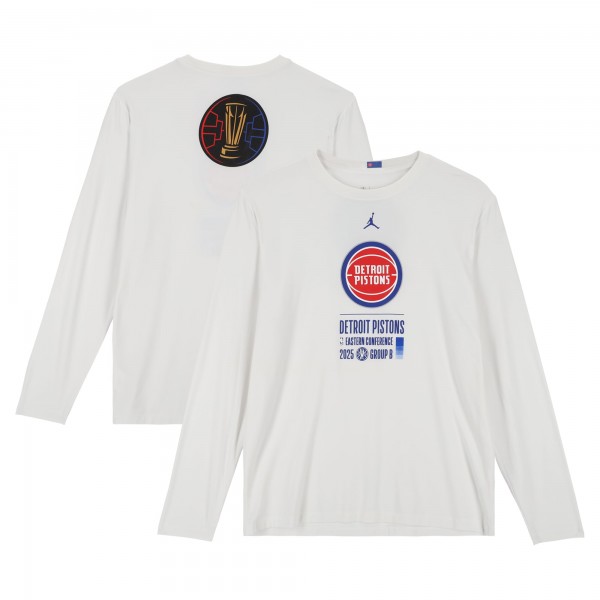 Detroit Pistons Fanatics Authentic Team-Issued White Jordan Brand NBA Cup Long Sleeve T-Shirt from the 2025-26 NBA Season - Size L