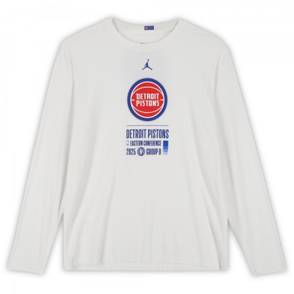 Detroit Pistons Fanatics Authentic Team-Issued White Jordan Brand NBA Cup Long Sleeve T-Shirt from the 2025-26 NBA Season - Size L