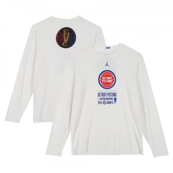 Detroit Pistons Fanatics Authentic Team-Issued White Jordan Brand NBA Cup Long Sleeve T-Shirt from the 2025-26 NBA Season - Size XL