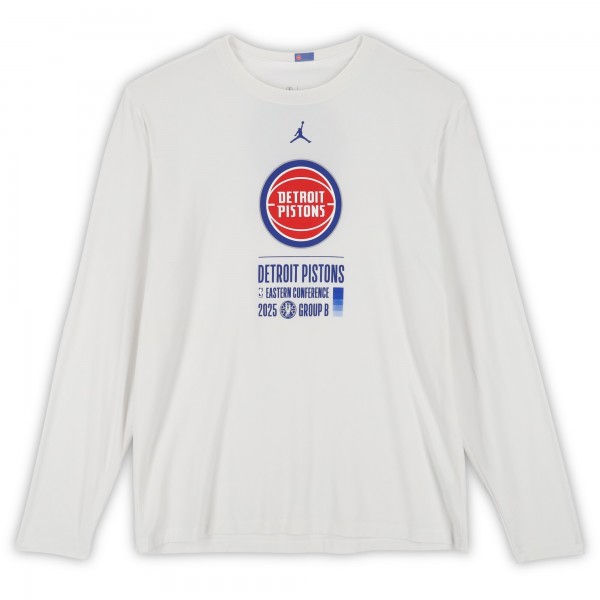 Detroit Pistons Fanatics Authentic Team-Issued White Jordan Brand NBA Cup Long Sleeve T-Shirt from the 2025-26 NBA Season - Size XL