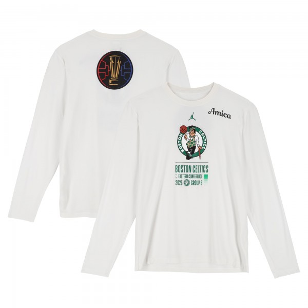Boston Celtics Fanatics Authentic Team-Issued White Jordan Brand NBA Cup Long Sleeve T-Shirt from the 2025-26 NBA Season - Size XLT
