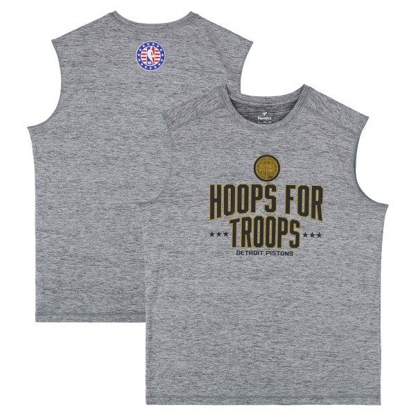 Detroit Pistons Fanatics Authentic Team-Issued Gray Hoops For Troops Sleeveless Shirt from the 2025-26 NBA Season - Size XL