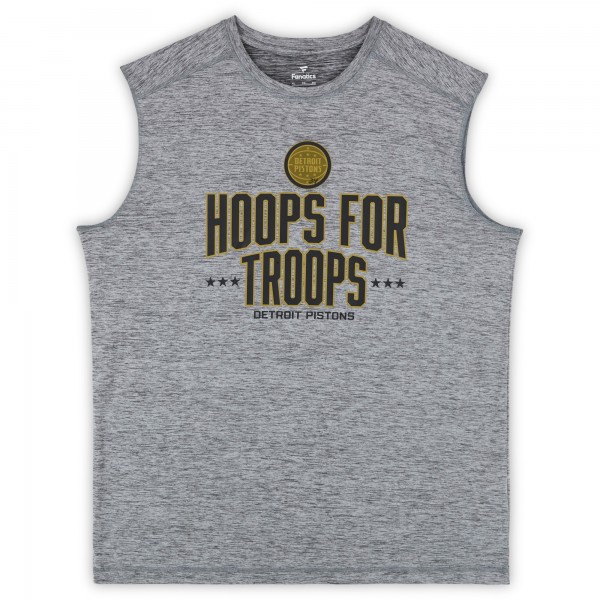 Detroit Pistons Fanatics Authentic Team-Issued Gray Hoops For Troops Sleeveless Shirt from the 2025-26 NBA Season - Size XL