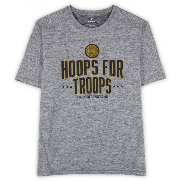 Detroit Pistons Fanatics Authentic Team-Issued Gray Hoops For Troops T-Shirt from the 2025-26 NBA Season - Size XL