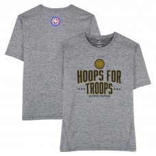 Detroit Pistons Fanatics Authentic Team-Issued Gray Hoops For Troops T-Shirt from the 2025-26 NBA Season - Size 2XLT