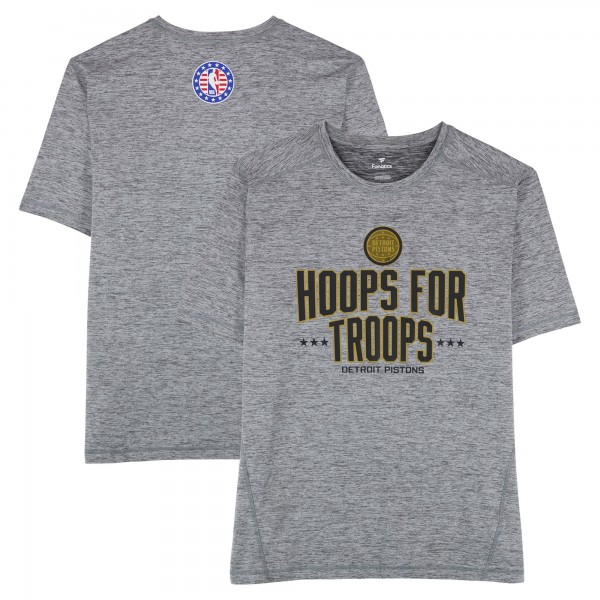 Detroit Pistons Fanatics Authentic Team-Issued Gray Hoops For Troops T-Shirt from the 2025-26 NBA Season - Size 2XLT