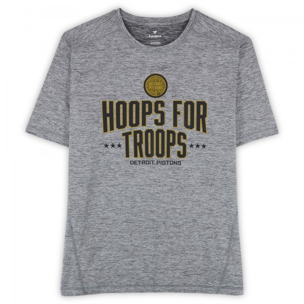 Detroit Pistons Fanatics Authentic Team-Issued Gray Hoops For Troops T-Shirt from the 2025-26 NBA Season - Size 2XLT