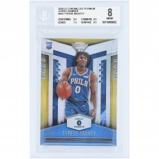 Tyrese Maxey Philadelphia 76ers 2020-21 Panini Chronicles Titanium Jersey Number Platinum #443 #1/1 BGS Authenticated 8 Rookie Card - 9.5,8.5,7.5,8.5 Subgrades