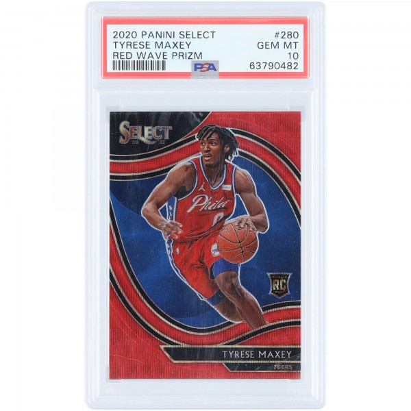 Tyrese Maxey Philadelphia 76ers 2020-21 Panini Select Court Side Red Wave Prizm #280 PSA Authenticated 10 Rookie Card