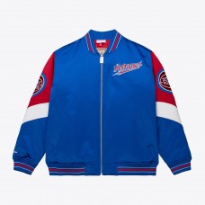 Detroit Pistons Mitchell & Ness Royal Throw it Back Vintage Heavyweight Full-Zip Satin Jacket