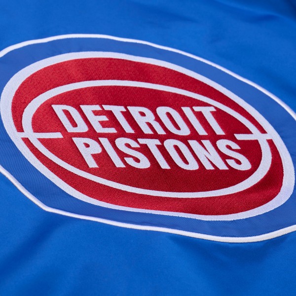 Detroit Pistons Mitchell & Ness Royal Throw it Back Vintage Heavyweight Full-Zip Satin Jacket