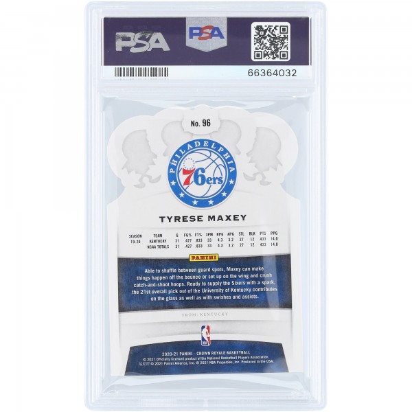 Tyrese Maxey Philadelphia 76ers 2020-21 Panini Crown Royale Crystal Gold #96 #1/10 PSA Authenticated 10 Rookie Card
