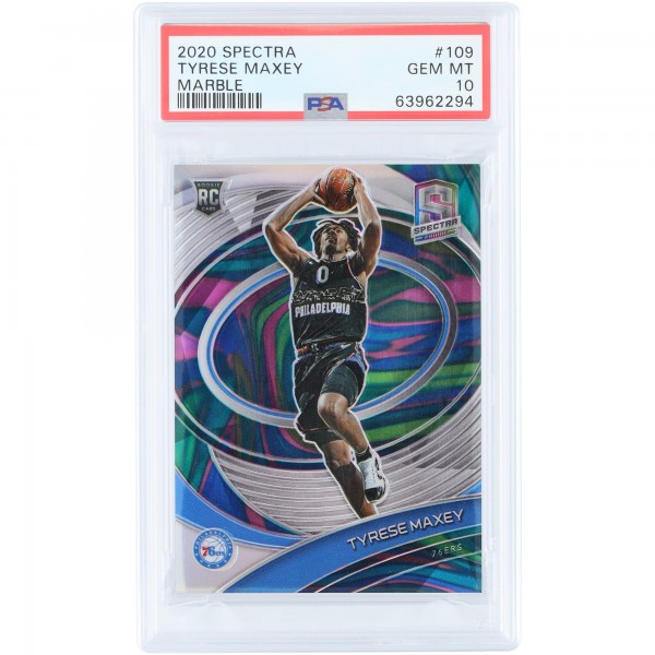 Tyrese Maxey Philadelphia 76ers 2020-21 Panini Spectra Marble Prizm #109 #4/5 PSA Authenticated 10 Rookie Card