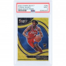 Tyrese Maxey Philadelphia 76ers 2020-21 Panini Select Gold Wave Prizm #280 PSA Authenticated 9 Rookie Card