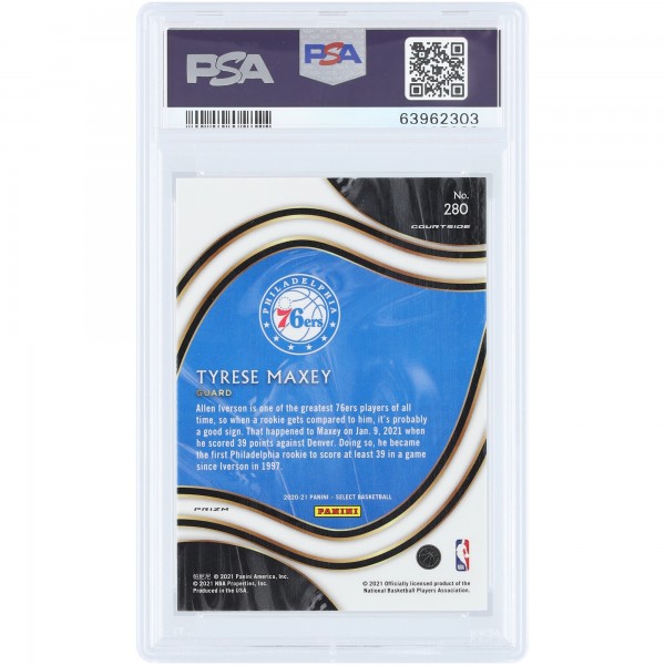 Tyrese Maxey Philadelphia 76ers 2020-21 Panini Select Gold Wave Prizm #280 PSA Authenticated 9 Rookie Card