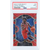 Tyrese Maxey Philadelphia 76ers 2020-21 Panini Select Red Disco Prizm #81 #31/49 PSA Authenticated 9 Rookie Card