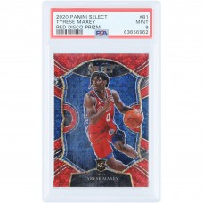 Tyrese Maxey Philadelphia 76ers 2020-21 Panini Select Red Disco Prizm #81 #31/49 PSA Authenticated 9 Rookie Card