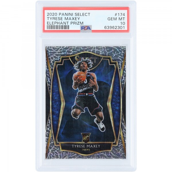 Tyrese Maxey Philadelphia 76ers 2020-21 Panini Select Elephant Prizm Case Hit #174 PSA Authenticated 10 Rookie Card