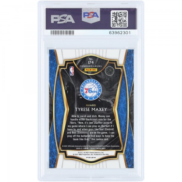 Tyrese Maxey Philadelphia 76ers 2020-21 Panini Select Elephant Prizm Case Hit #174 PSA Authenticated 10 Rookie Card