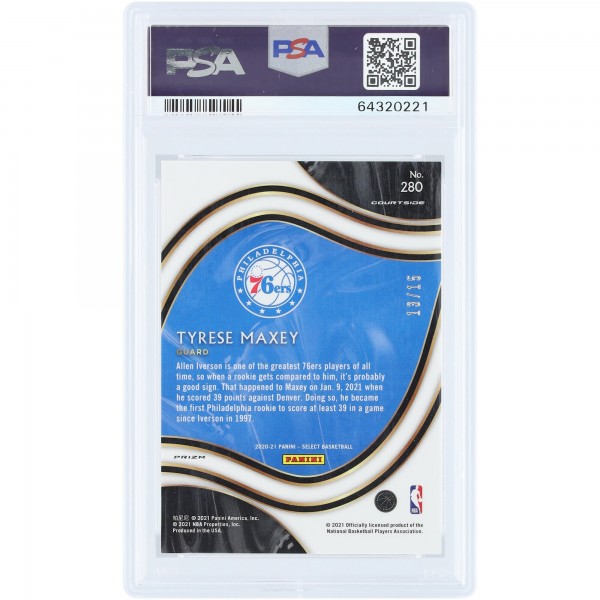 Tyrese Maxey Philadelphia 76ers 2020-21 Panini Select Neon Orange Pulsar Prizm #280 #13/15 PSA Authenticated 9 Rookie Card