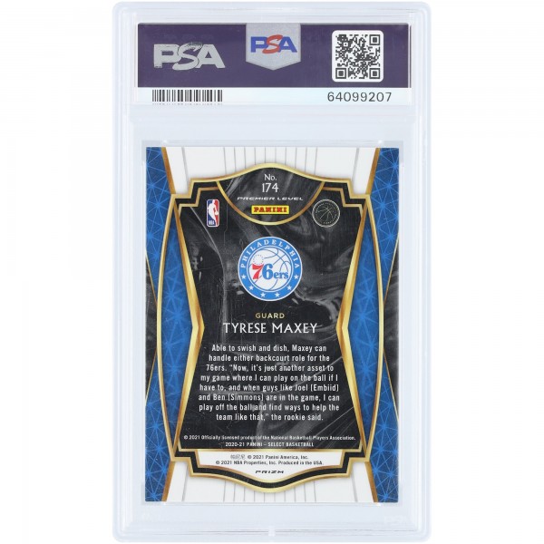 Tyrese Maxey Philadelphia 76ers 2020-21 Panini Select Zebra Prizm Case Hit #174 PSA Authenticated 10 Rookie Card