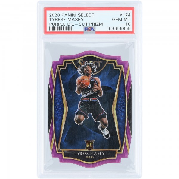 Tyrese Maxey Philadelphia 76ers 2020-21 Panini Select Die Cut Purple Prizm #174 #8/99 PSA Authenticated 10 Rookie Card