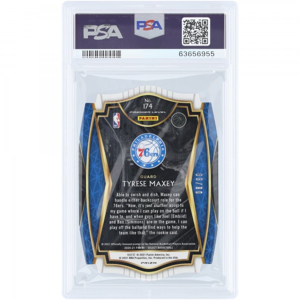 Tyrese Maxey Philadelphia 76ers 2020-21 Panini Select Die Cut Purple Prizm #174 #8/99 PSA Authenticated 10 Rookie Card