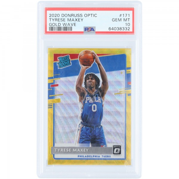 Tyrese Maxey Philadelphia 76ers 2020-21 Panini Donruss Optic Gold Wave Prizm #171 PSA Authenticated 10 Rookie Card