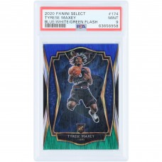 Tyrese Maxey Philadelphia 76ers 2020-21 Panini Select Blue/White/Green Flash #174 #15/25 PSA Authenticated 9 Rookie Card