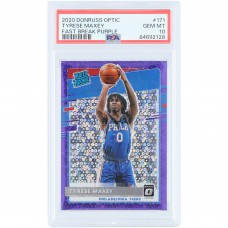 Tyrese Maxey Philadelphia 76ers 2020-21 Panini Donruss Optic Fast Break Purple Prizm #171 #10/95 PSA Authenticated 10 Rookie Card