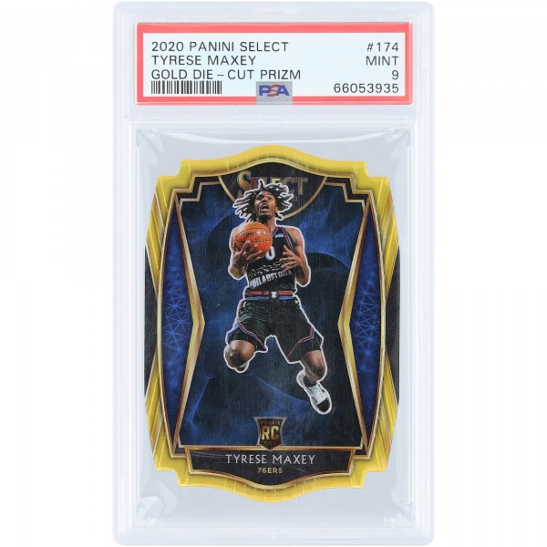 Tyrese Maxey Philadelphia 76ers 2020-21 Panini Select Die Cut Gold Prizm #174 #6/10 PSA Authenticated 9 Rookie Card