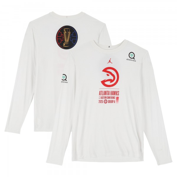 Atlanta Hawks Fanatics Authentic Team-Issued White Jordan Brand NBA Cup Long Sleeve T-Shirt from the 2025-26 NBA Season