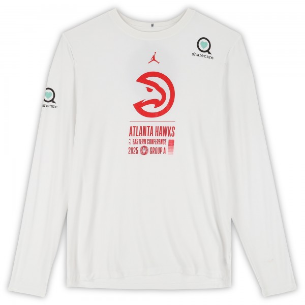 Atlanta Hawks Fanatics Authentic Team-Issued White Jordan Brand NBA Cup Long Sleeve T-Shirt from the 2025-26 NBA Season