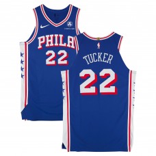 Jordan Tucker Philadelphia 76ers Fanatics Authentic Player-Issued #22 Royal Nike Jersey from the 2024-25 NBA Season - Size 50+4