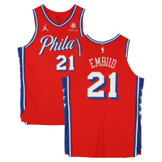 Joel Embiid Philadelphia 76ers Fanatics Authentic -Issued #21 Red Nike Jersey from the 2023-24 NBA Season - Size 54+4