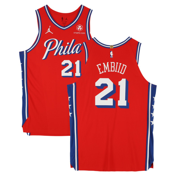 Joel Embiid Philadelphia 76ers Fanatics Authentic -Issued #21 Red Nike Jersey from the 2023-24 NBA Season - Size 54+4