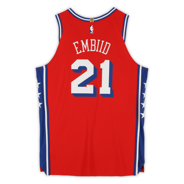 Joel Embiid Philadelphia 76ers Fanatics Authentic -Issued #21 Red Nike Jersey from the 2023-24 NBA Season - Size 54+4