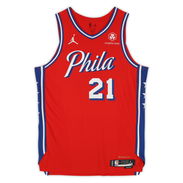 Joel Embiid Philadelphia 76ers Fanatics Authentic -Issued #21 Red Nike Jersey from the 2023-24 NBA Season - Size 54+4