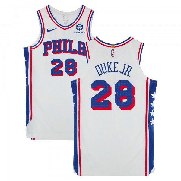 David Duke Jr. Philadelphia 76ers Fanatics Authentic Player-Issued #28 White Nike Jersey from the 2023-24 NBA Season - Size 48+4