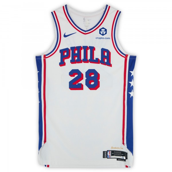 David Duke Jr. Philadelphia 76ers Fanatics Authentic Player-Issued #28 White Nike Jersey from the 2023-24 NBA Season - Size 48+4