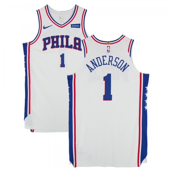 Justin Anderson Philadelphia 76ers Fanatics Authentic Player-Issued #1 White Nike Jersey from the 2017-18 NBA Season - Size 50+6