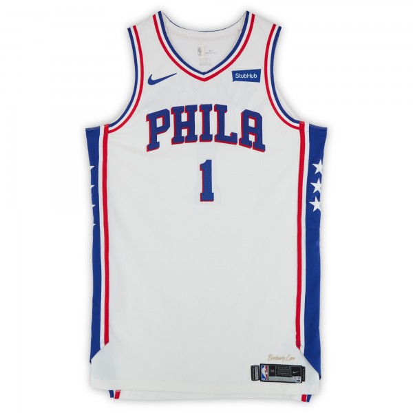 Justin Anderson Philadelphia 76ers Fanatics Authentic Player-Issued #1 White Nike Jersey from the 2017-18 NBA Season - Size 50+6