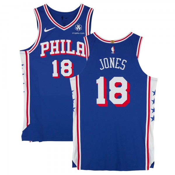 David Jones Philadelphia 76ers Fanatics Authentic Player-Issued #18 Royal Nike Jersey from the 2024-25 NBA Season - Size 48+4